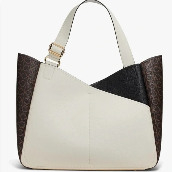 Calvin Klein Elegant Cream and Brown Tote - Picture 9 of 9